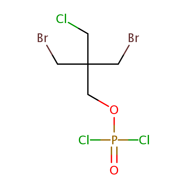 Phosphorodichloridic acid, 3-bromo-2-(bromomethyl)-2-(chloromethyl)propyl ester structural formula