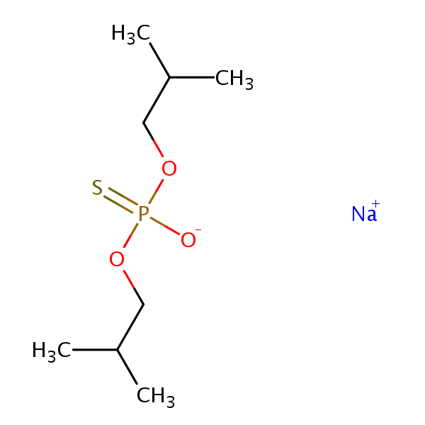 Phosphorothioic acid, O,O-bis(2-methylpropyl) ester, sodium salt structural formula