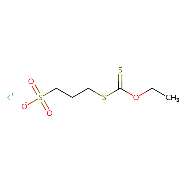 Potassium 3-((ethoxythioxomethyl)thio)propanesulphonate structural formula