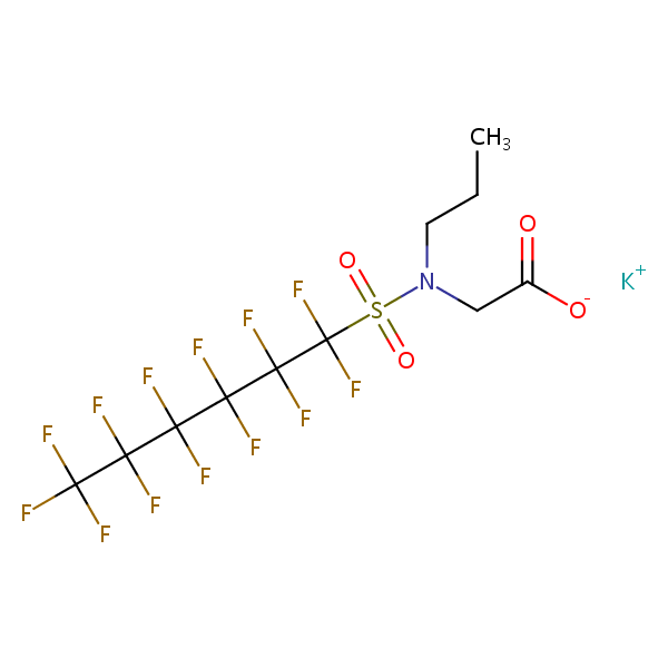 Potassium N-propyl-N-((tridecafluorohexyl)sulphonyl)glycinate structural formula