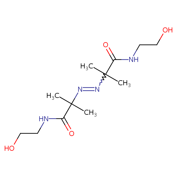 Propanamide, 2,2’-(1,2-diazenediyl)bis[N-(2-hydroxyethyl)-2-methyl- structural formula