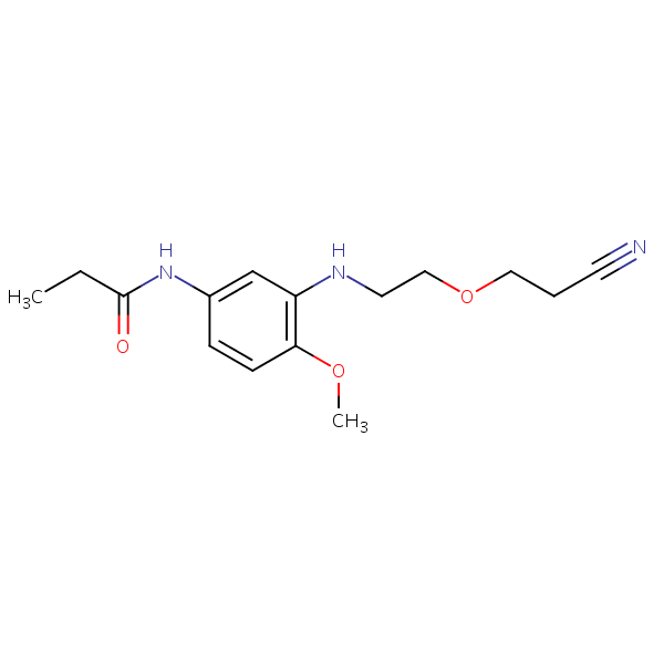 Propanamide, N-[3-[[2-(2-cyanoethoxy)ethyl]amino]-4-methoxyphenyl]- structural formula
