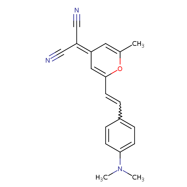 Propanedinitrile, [2-[2-[4-(dimethylamino)phenyl]ethenyl]-6-methyl-4H-pyran-4-ylidene]- structural formula