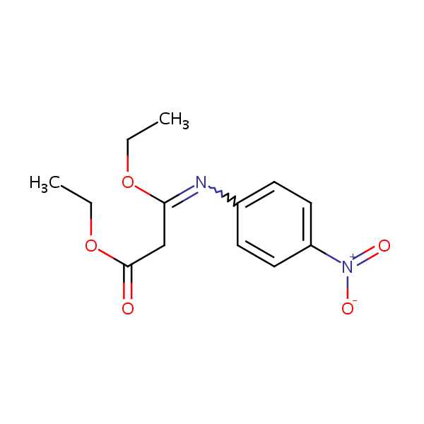 Propanoic acid, 3-ethoxy-3-[(4-nitrophenyl)imino]-, ethyl ester structural formula