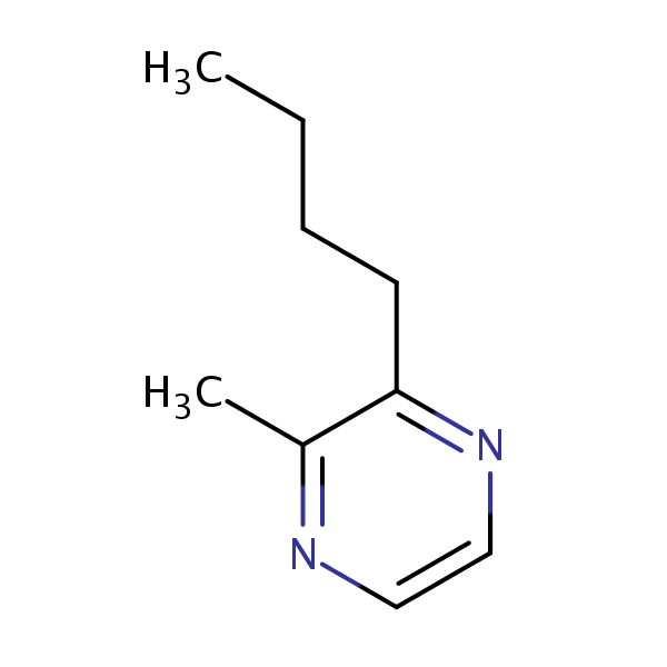 Pyrazine, 2-butyl-3-methyl- structural formula