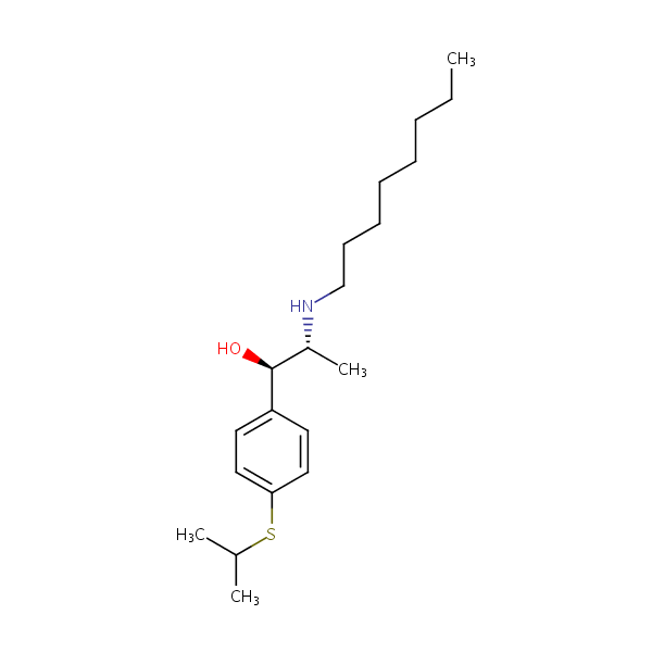 (R*,R*)-4-(Isopropylthio)-alpha-(1-(octylamino)ethyl)benzyl alcohol structural formula