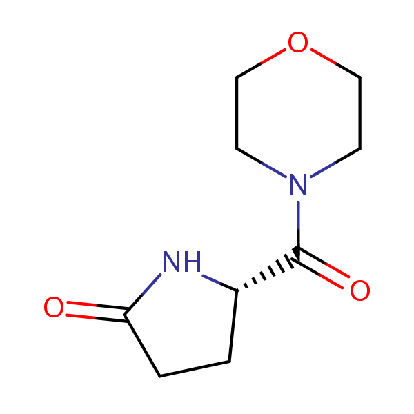 (S)-4-((5-Oxo-2-pyrrolidinyl)carbonyl)morpholine structural formula