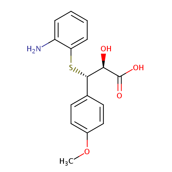 (S-(R*,R*))-3-((o-Aminophenyl)thio)-3-(p-methoxyphenyl)lactic acid structural formula