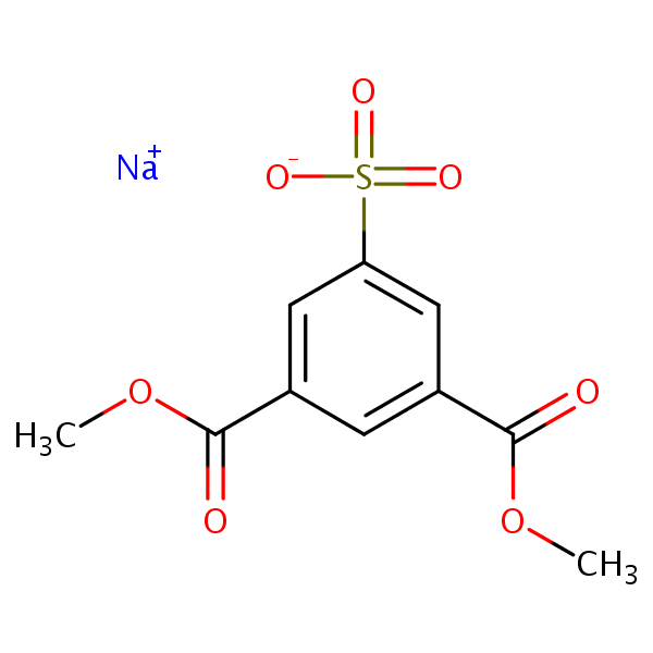 Sodium 3,5-bis(methoxycarbonyl)benzenesulfonate structural formula