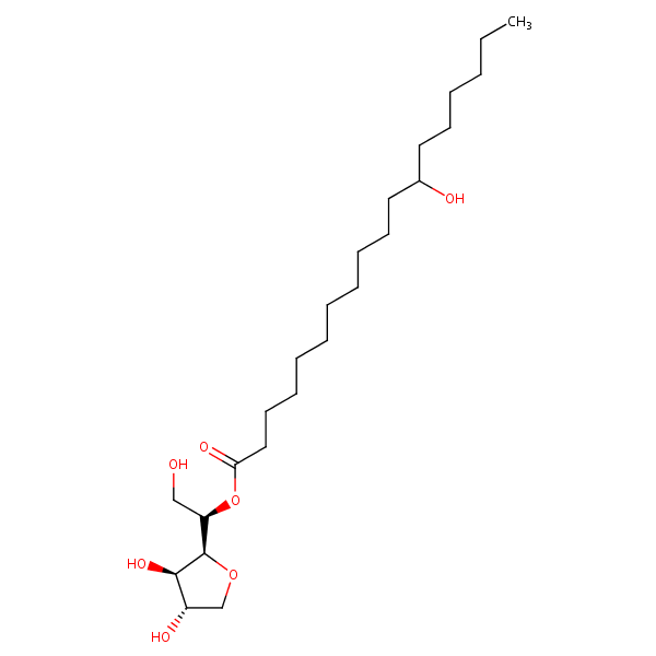 Sorbitan, mono(12-hydroxyoctadecanoate) structural formula