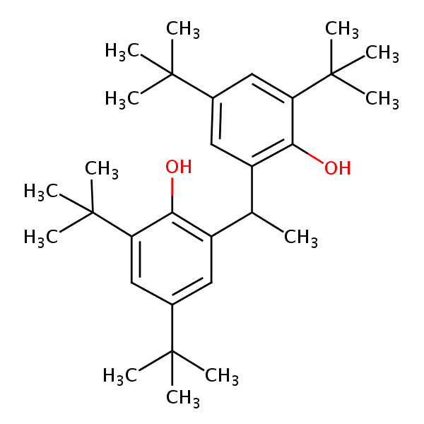 Tetrabutyl ethylidenebisphenol structural formula