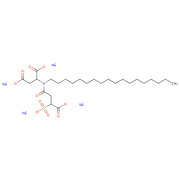 Tetrasodium N-(3-carboxyl-1-sulfopropyl)-N-stearyl aspartate structural formula