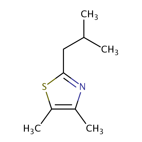 Thiazole, 4,5-dimethyl-2-(2-methylpropyl)- structural formula
