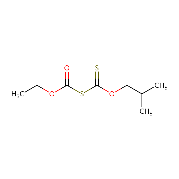 Thiodicarbonic acid ((HO)C(O)SC(S)(OH)), 1-ethyl 3-(2-methylpropyl) ester structural formula