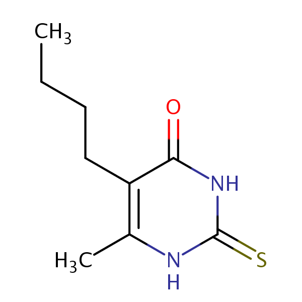 Uracil, 5-butyl-6-methyl-2-thio- structural formula