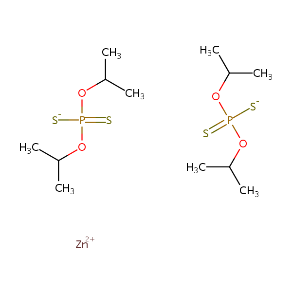 Zinc bis(O,O-diisopropyl) bis(dithiophosphate) structural formula