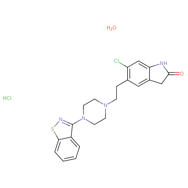 Ziprasidone hydrochloride [USAN:USP] structural formula