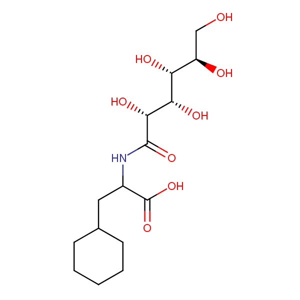 alpha-(D-Gluconamido)cyclohexanepropionic acid structural formula