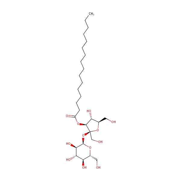 alpha-D-Glucopyranoside, beta-D-fructofuranosyl, hexadecanoate structural formula