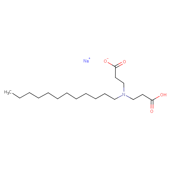 beta-Alanine, N-(2-carboxyethyl)-N-dodecyl-, monosodium salt structural formula
