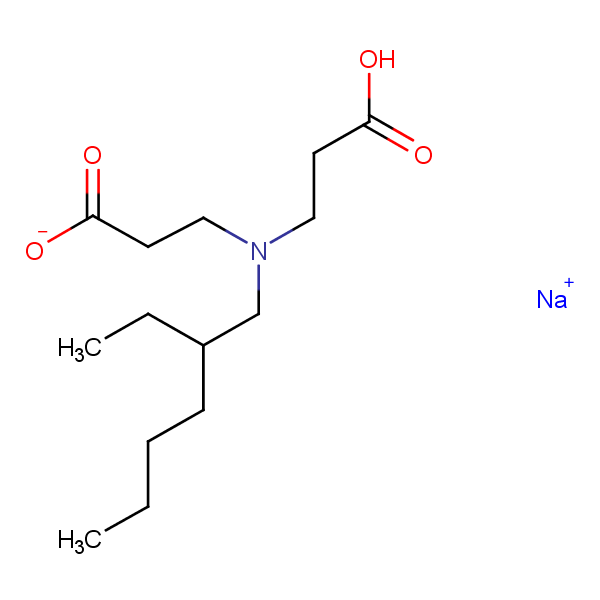 .beta.-Alanine, N-(2-carboxyethyl)-N-(2-ethylhexyl)-, sodium salt (1:1) structural formula