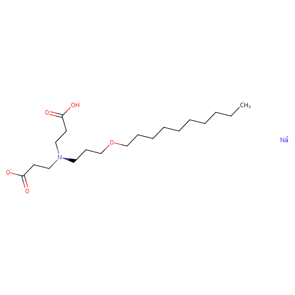 .beta.-Alanine, N-(2-carboxyethyl)-N-[3-(decyloxy)propyl]-, monosodium salt structural formula