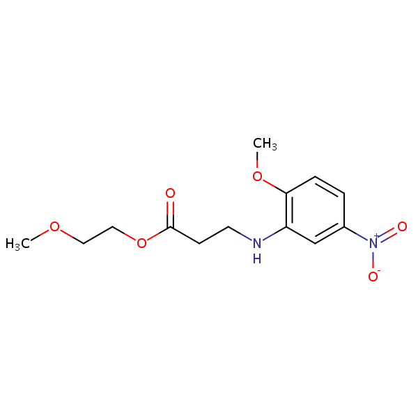 .beta.-Alanine, N-(2-methoxy-5-nitrophenyl)-, 2-methoxyethyl ester structural formula