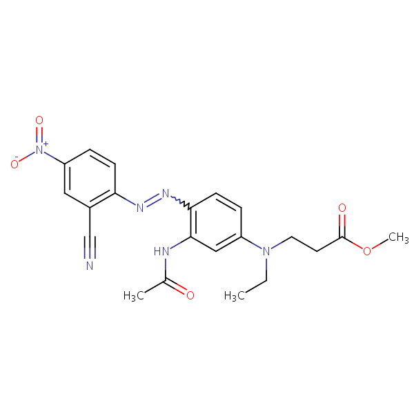 .beta.-Alanine, N-[3-(acetylamino)-4-[(2-cyano-4-nitrophenyl)azo]phenyl]-N-ethyl-, methyl ester structural formula