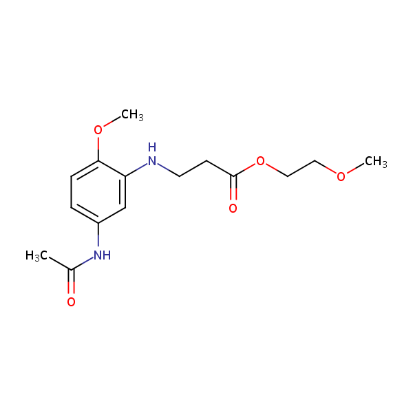 .beta.-Alanine, N-[5-(acetylamino)-2-methoxyphenyl]-, 2-methoxyethyl ester structural formula
