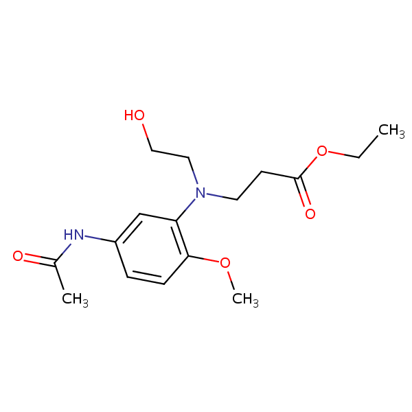 .beta.-Alanine, N-[5-(acetylamino)-2-methoxyphenyl]-N-(2-hydroxyethyl)-, ethyl ester structural formula