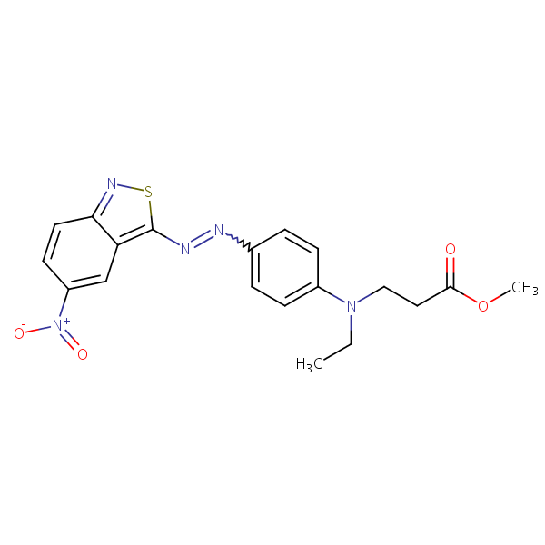 .beta.-Alanine, N-ethyl-N-[4-[(5-nitro-2,1-benzisothiazol-3-yl)azo]phenyl]-, methyl ester structural formula