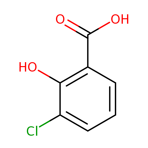 3-Chlorosalicylic acid structural formula.