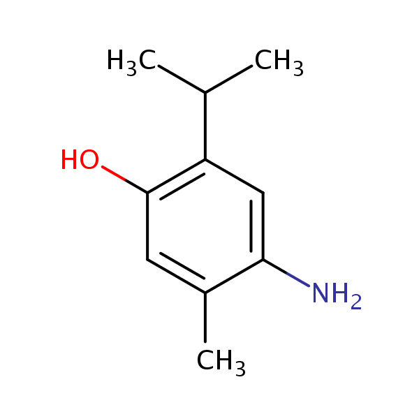 4-Amino-2-isopropyl-5-methylphenol structural formula.